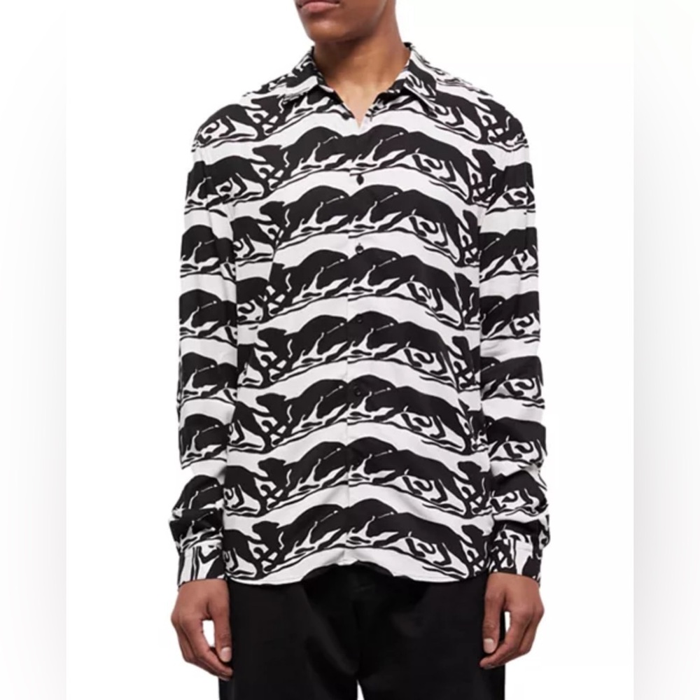 🆕 The Kooples Wild Panther Long Sleeve Button Front Shirt - S